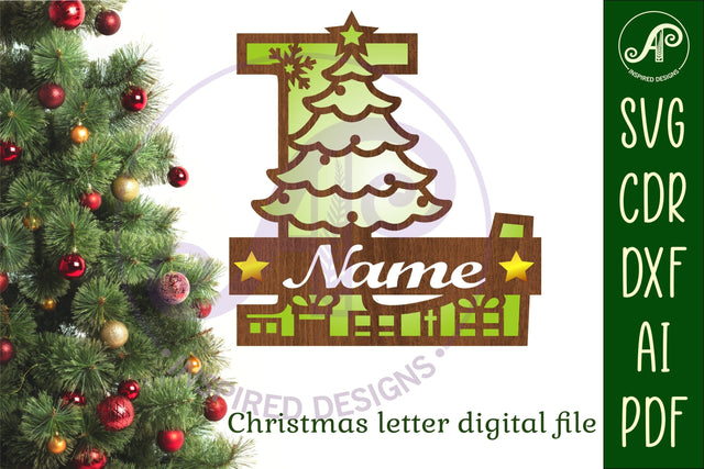 Christmas Capital Monogram Letter L SVG SVG APInspireddesigns 