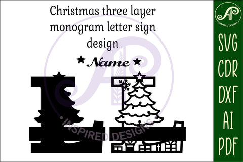 Christmas Capital Monogram Letter L SVG SVG APInspireddesigns 