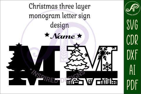 Christmas Capital Monogram Letter M SVG SVG APInspireddesigns 