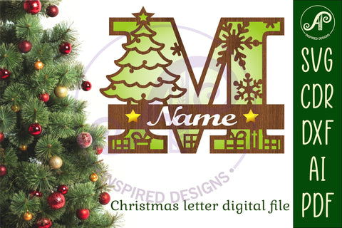 Christmas Capital Monogram Letter M SVG SVG APInspireddesigns 