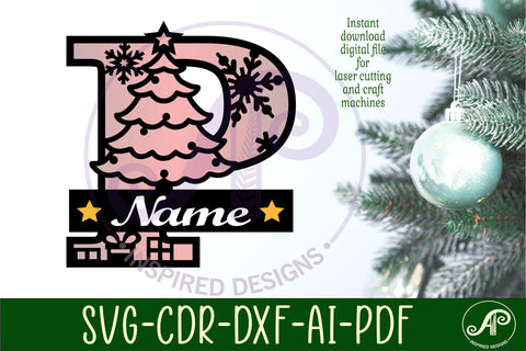 Christmas Capital Monogram Letter P SVG SVG APInspireddesigns 