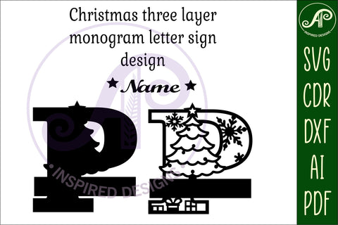 Christmas Capital Monogram Letter P SVG SVG APInspireddesigns 