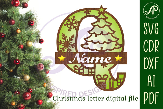 Christmas Capital Monogram Letter Q SVG SVG APInspireddesigns 