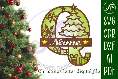 Christmas Capital Monogram Letter Q SVG SVG APInspireddesigns 