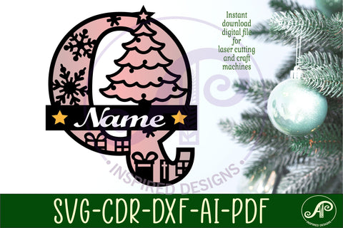 Christmas Capital Monogram Letter Q SVG SVG APInspireddesigns 
