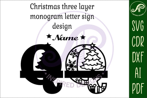 Christmas Capital Monogram Letter Q SVG SVG APInspireddesigns 