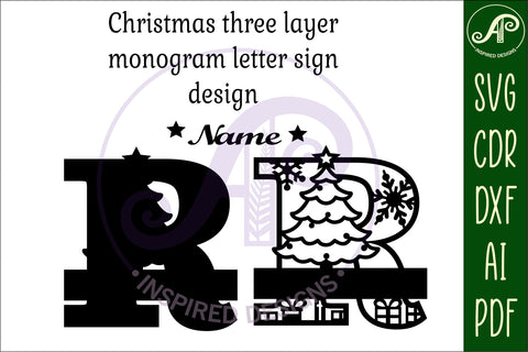 Christmas Capital Monogram Letter R SVG SVG APInspireddesigns 