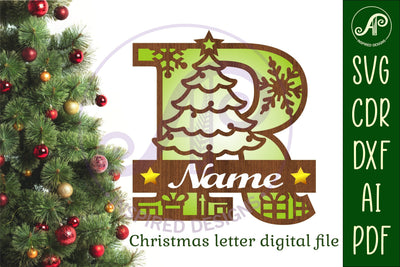 Christmas Capital Monogram Letter R SVG SVG APInspireddesigns 