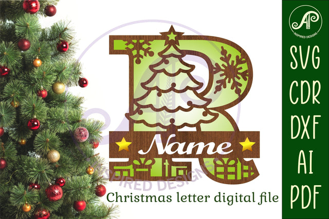 Christmas Capital Monogram Letter R SVG SVG APInspireddesigns 