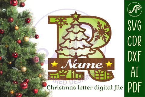 Christmas Capital Monogram Letter R SVG SVG APInspireddesigns 