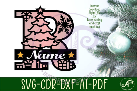 Christmas Capital Monogram Letter R SVG SVG APInspireddesigns 