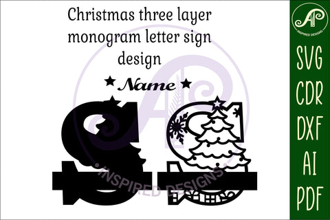 Christmas Capital Monogram Letter S SVG SVG APInspireddesigns 