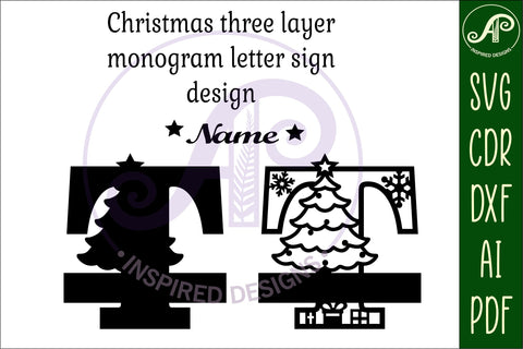 Christmas Capital Monogram Letter T SVG SVG APInspireddesigns 