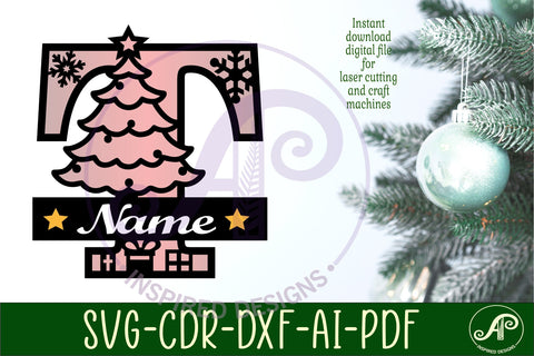 Christmas Capital Monogram Letter T SVG SVG APInspireddesigns 