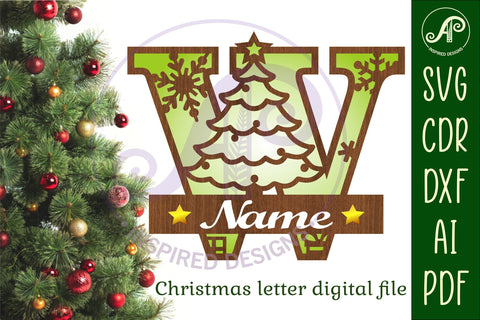 Christmas Capital Monogram Letter W SVG SVG APInspireddesigns 