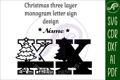 Christmas Capital Monogram Letter X SVG SVG APInspireddesigns 