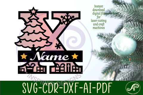 Christmas Capital Monogram Letter X SVG SVG APInspireddesigns 