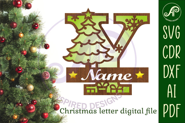 Christmas Capital Monogram Letter Y SVG SVG APInspireddesigns 