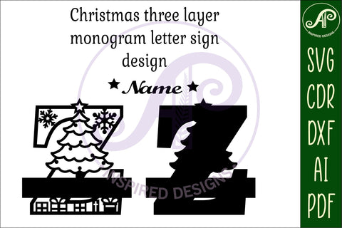 Christmas Capital Monogram Letter Z SVG SVG APInspireddesigns 