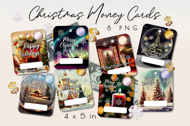 Christmas Card Holder Bundle Printable Money Card 8 PNG Sublimation OrangeBrushStudio 