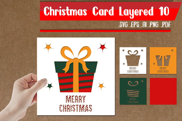 Christmas Card Layered 10 - svg eps ai png pdf 3D Paper zafrans studio 