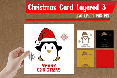 Christmas Card Layered 3 - svg eps ai png pdf 3D Paper zafrans studio 