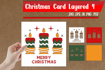 Christmas Card Layered 4 - svg eps ai png pdf 3D Paper zafrans studio 