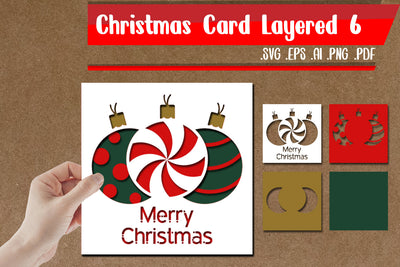 Christmas Card Layered 6 - svg eps ai png pdf 3D Paper zafrans studio 