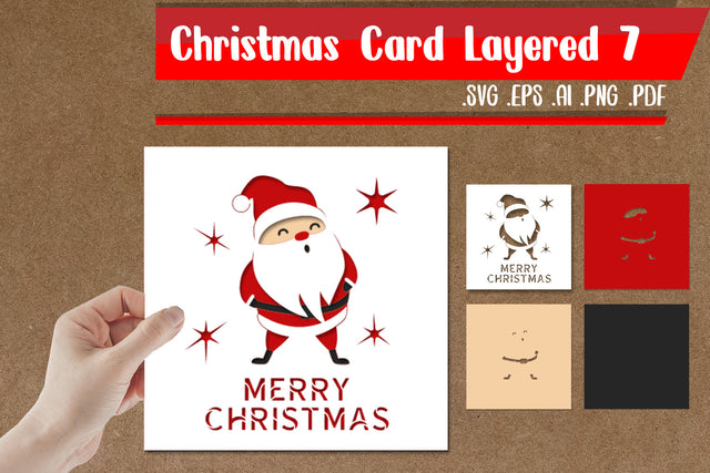 Christmas Card Layered 7 - svg eps ai png pdf 3D Paper zafrans studio 