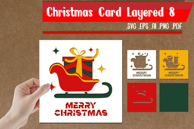 Christmas Card Layered 8 - svg eps ai png pdf 3D Paper zafrans studio 