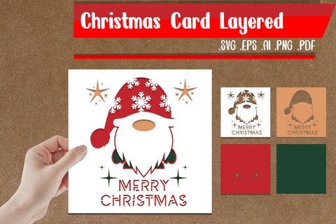 Christmas Card Layered - svg eps ai png pdf 3D Paper zafrans studio 