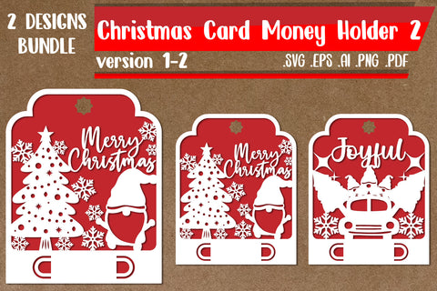 Christmas Card Money Holder 2 svg eps ai png pdf 3D Paper zafrans studio 