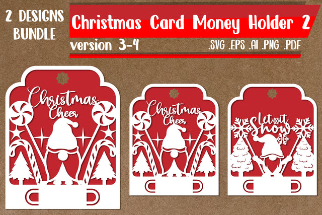 Christmas Card Money Holder 2.1 svg eps ai png pdf 3D Paper zafrans studio 