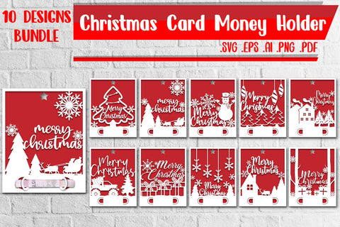 Christmas Card Money Holder Bundle - svg eps ai png pdf SVG zafrans studio 