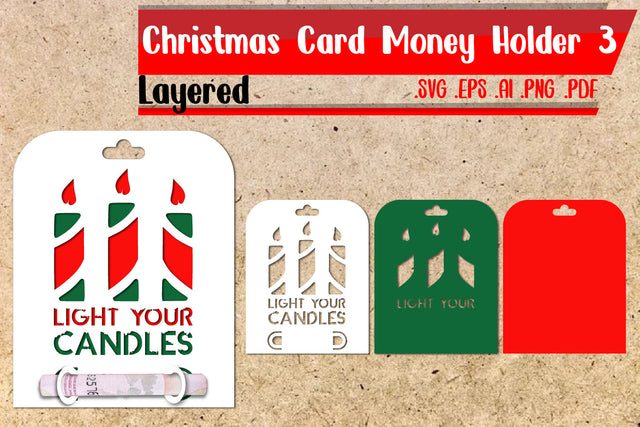 Christmas Card Money Holder Layered 3 SVG zafrans studio 