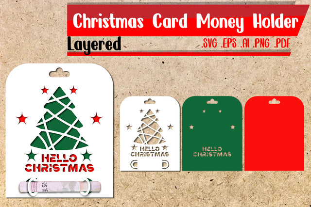 Christmas Card Money Holder Layered 3D Paper zafrans studio 
