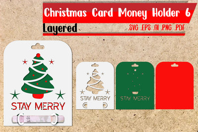 Christmas Card Money Holder Layered 6 3D Paper zafrans studio 