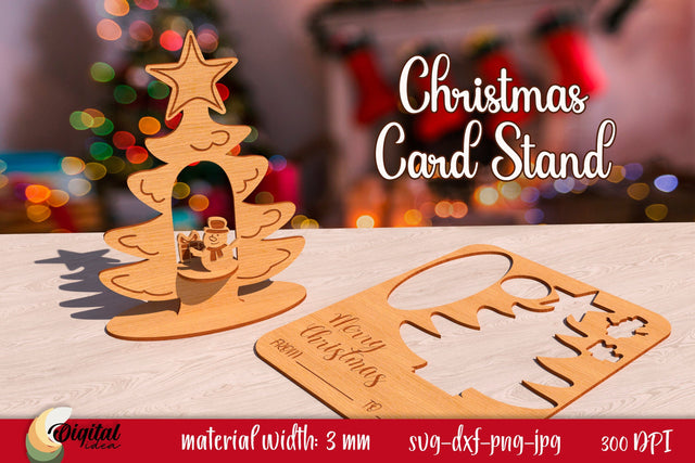 Christmas Card Stand Laser Cut. 3D Christmas Decor SVG. SVG Evgenyia Guschina 