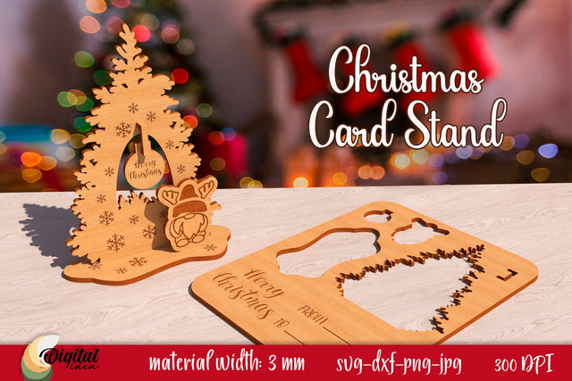 Christmas Card Stand Laser Cut. 3D Christmas Decor SVG. SVG Evgenyia Guschina 