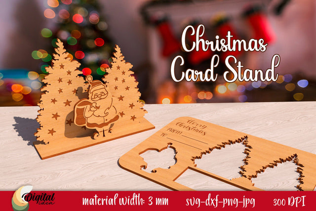 Christmas Card Stand Laser Cut 3D. Christmas Home Decor SVG. SVG Evgenyia Guschina 