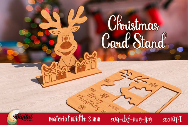 Christmas Card Stand Laser Cut 3D. Christmas Home Decor SVG. SVG Evgenyia Guschina 