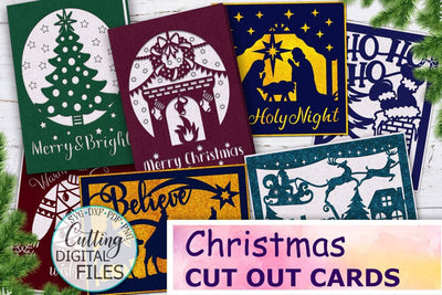 Christmas card svg bundle, Cricut cards svg, Merry Christmas card svg, papercut svg, laser cut template, cut out card svg SVG kartcreationii 