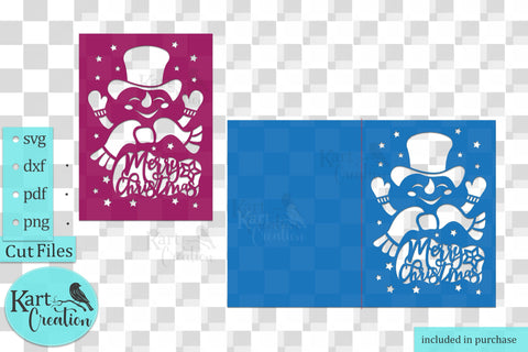 Christmas card svg, snowman card svg, Cricut Explore air card, Cricut Maker card, laser cut card, template, digital download SVG kartcreationii 