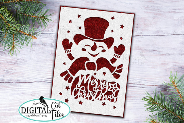 Christmas card svg, snowman card svg, Cricut Explore air card, Cricut Maker card, laser cut card, template, digital download SVG kartcreationii 