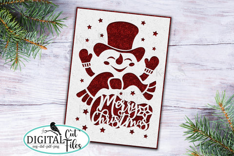 Christmas card svg, snowman card svg, Cricut Explore air card, Cricut Maker card, laser cut card, template, digital download SVG kartcreationii 