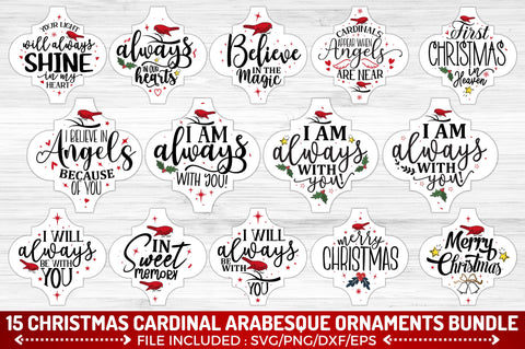 Christmas Cardinal Arabesque Ornaments SVG Bundle SVG Regulrcrative 