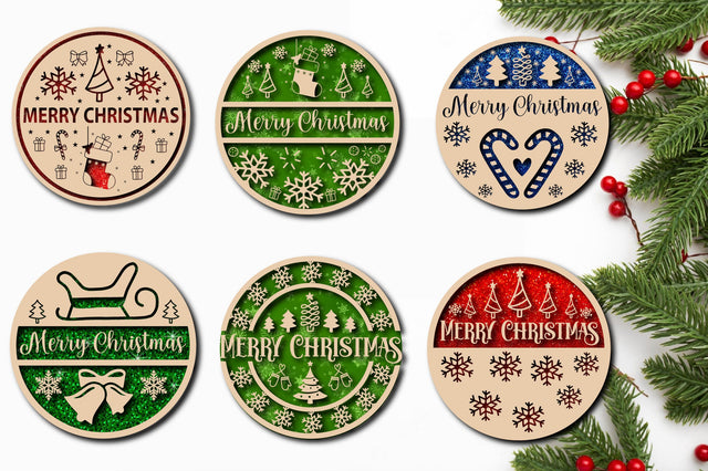 Christmas Cardinal Bird Sign Laser Cut Bundle SVG Rupkotha 