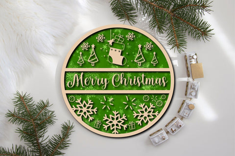 Christmas Cardinal Bird Sign Laser Cut Bundle SVG Rupkotha 