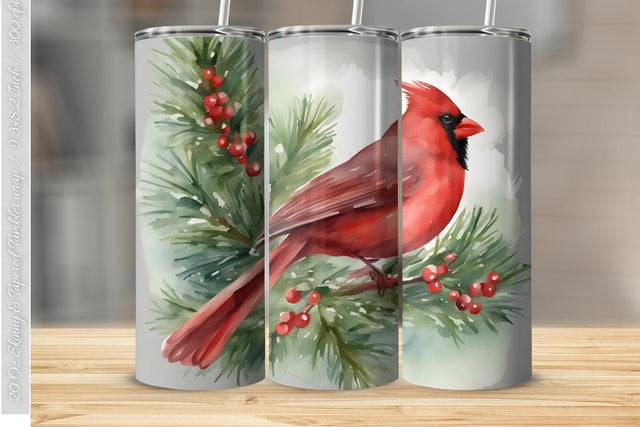 Christmas Cardinal Tumbler PNG Sublimation Luvleigh Digitals 