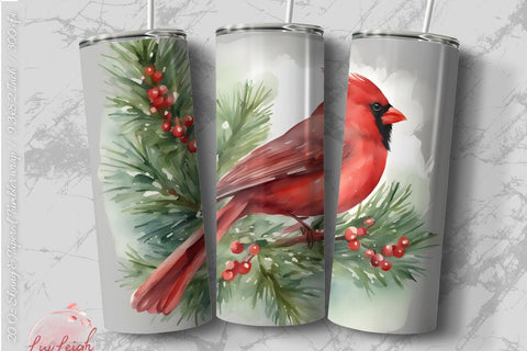 Christmas Cardinal Tumbler PNG Sublimation Luvleigh Digitals 